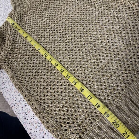 Vintage Guess Collection Women’s Eyelet Gold Sweater Turtleneck 90’s Y2K Medium - Picture 7 of 8